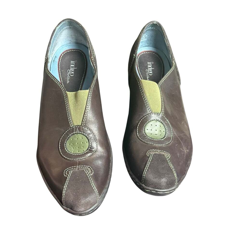 Indigo by Clarks Brown Leather Slip-On Shoes Women's Size 8M